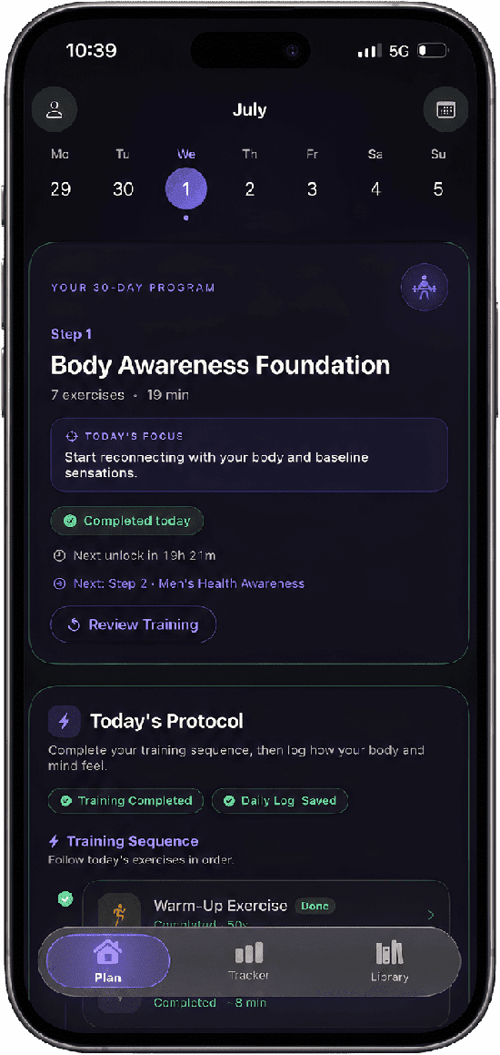 Project β'r Plan screen — 30-day program